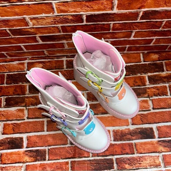 Y.R.U. White Care Bears Dune Lo Platform Boots NIB SOLDOUT White Pink SZ 7 - Picture 8 of 12